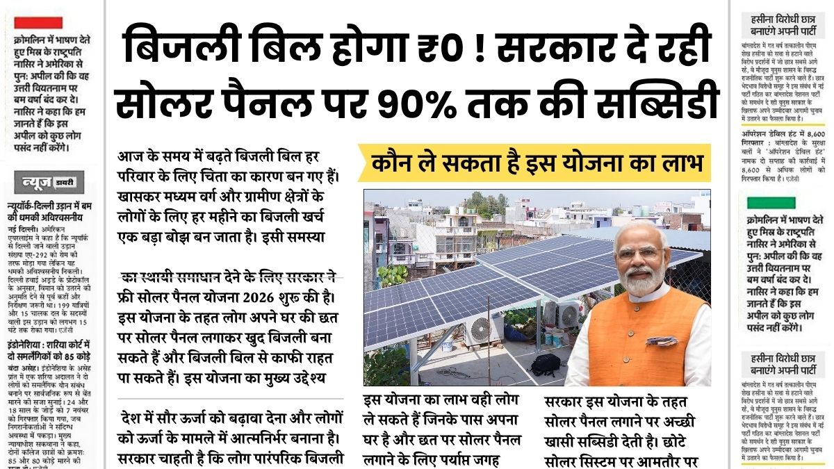 Free Solar Panel Yojana 2026
